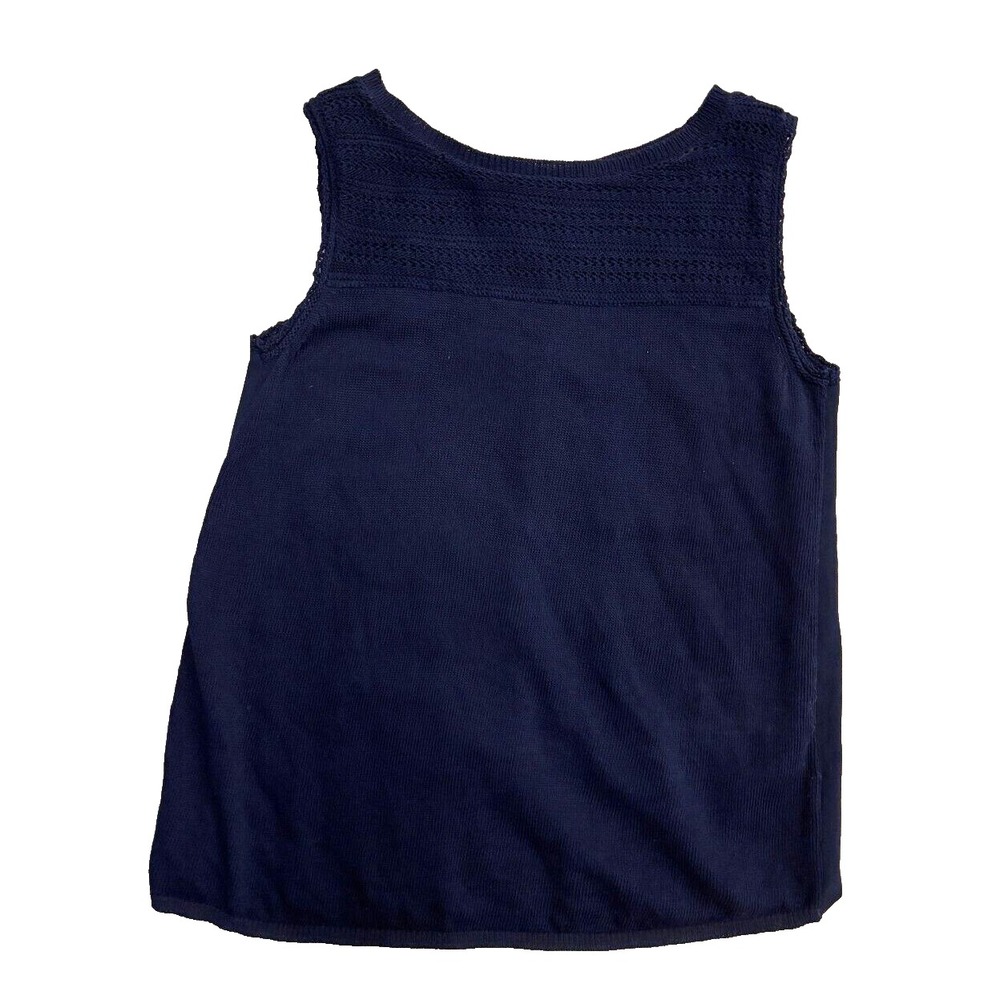 Talbots Navy Blue Knit Top Tank 100% Cotton Small Fisherman Coastal‎ Grandmother